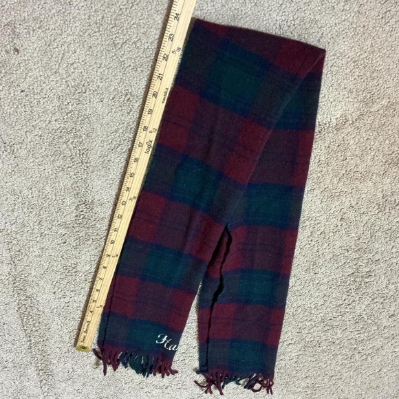 Harvard Tartan Plaid Lambswool Scarf Embroidered Initials Made in Scotland - Picture 7 of 8